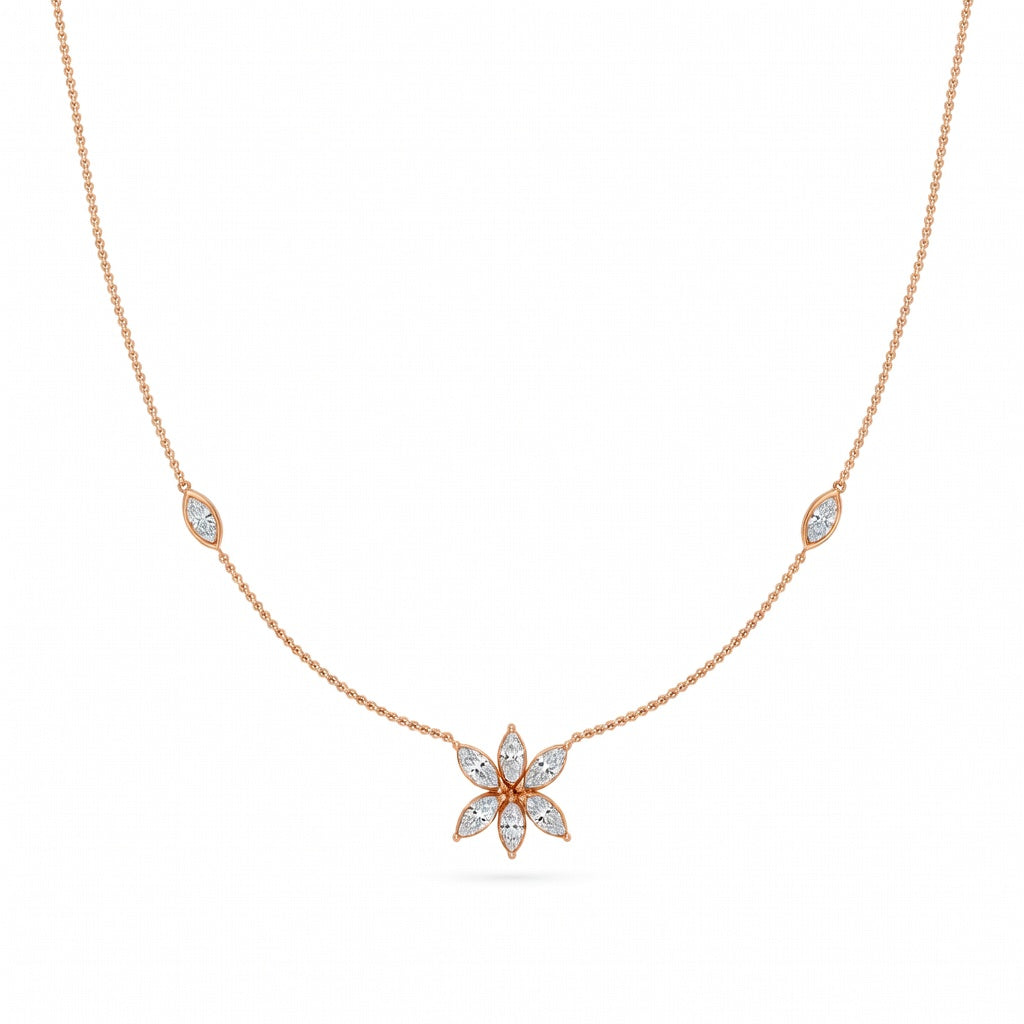 1.05 Ct Marquise Cut Diamond Chain Necklace VS1 D-F White Gold 14k