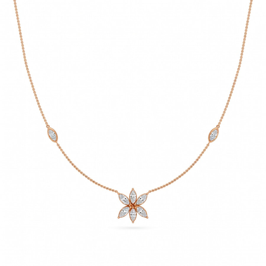 1.05 Ct Marquise Cut Diamond Chain Necklace VS1 D-F White Gold 14k
