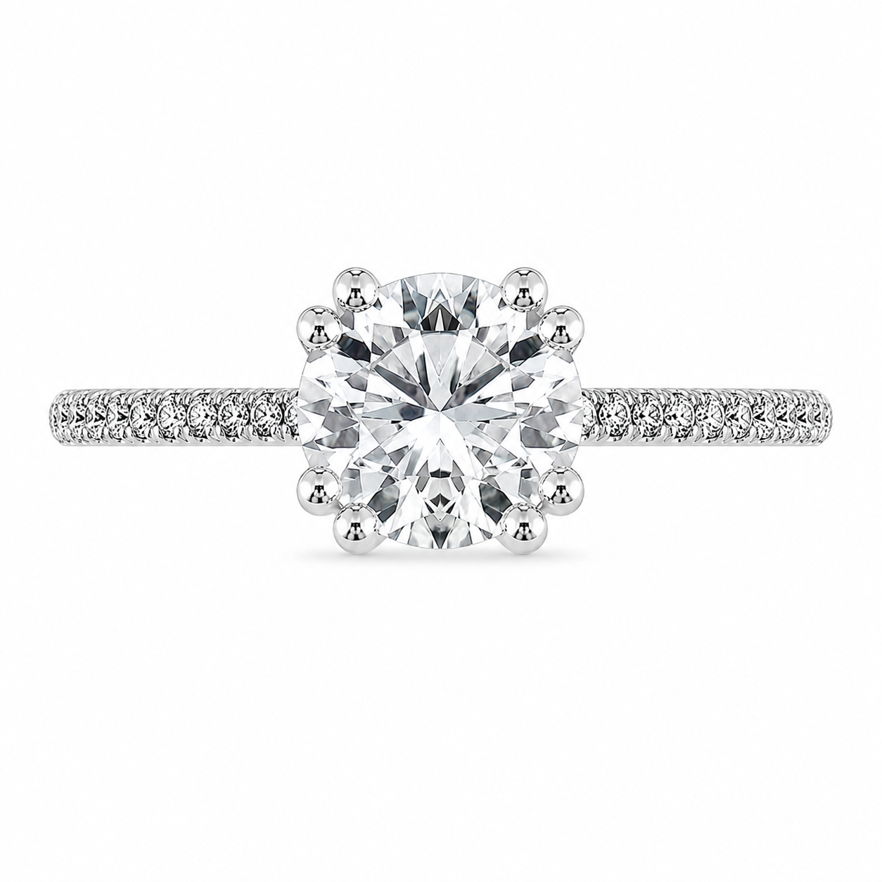 Amelie 2.91 ct Lab Grown Cushion Cut Split Shank Halo Diamond Engagement Ring