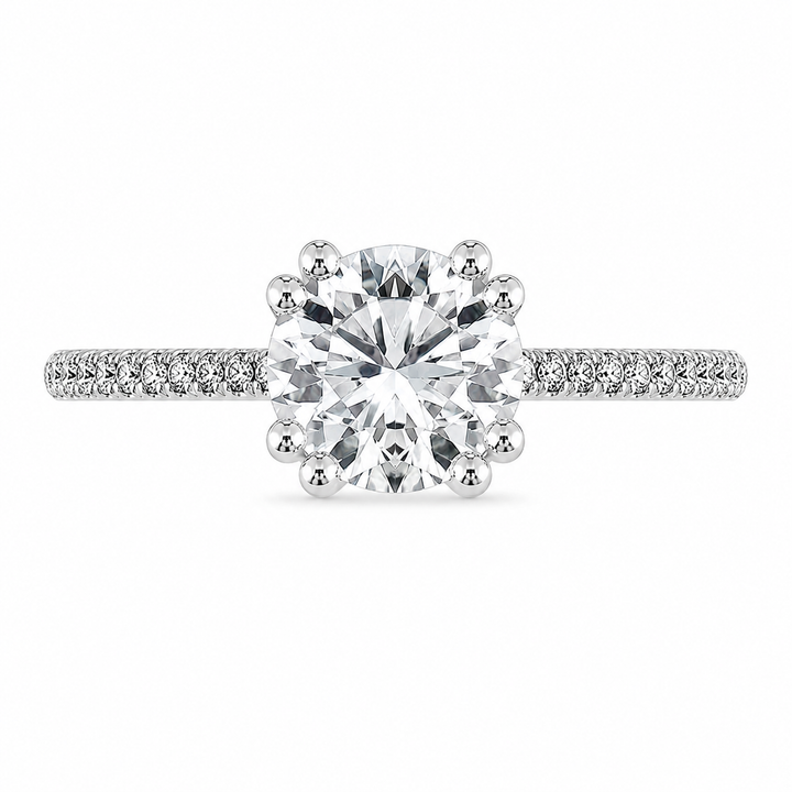Amelie 2.91 ct Lab Grown Cushion Cut Split Shank Halo Diamond Engagement Ring