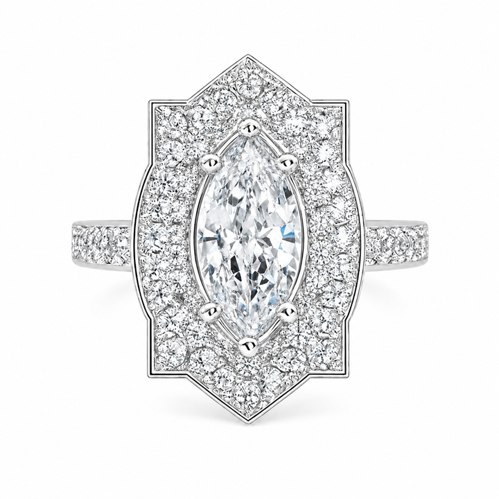 Amalia 1.5 Carat Marquise Cut Halo Pave Engagement Ring