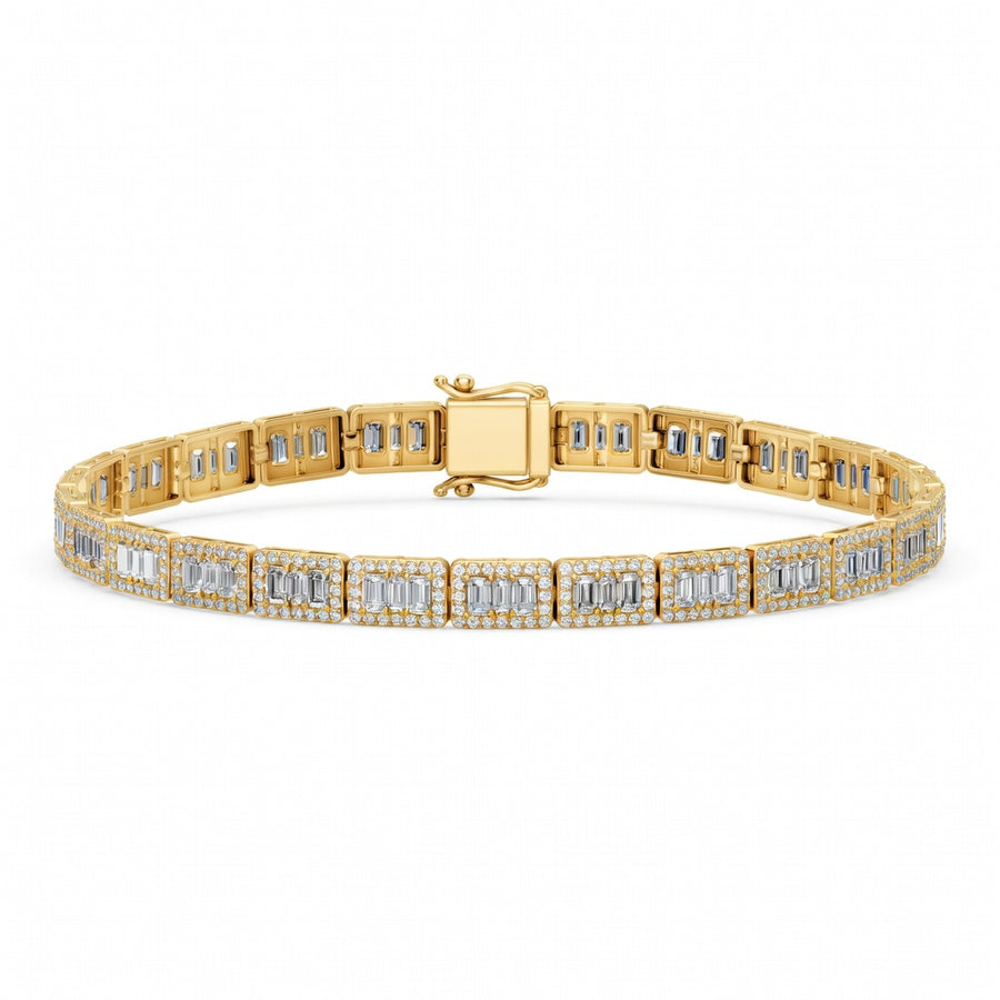 4.74 Carat Emerald Cut Diamond Tennis Bracelet VS1 D F White Gold 14k