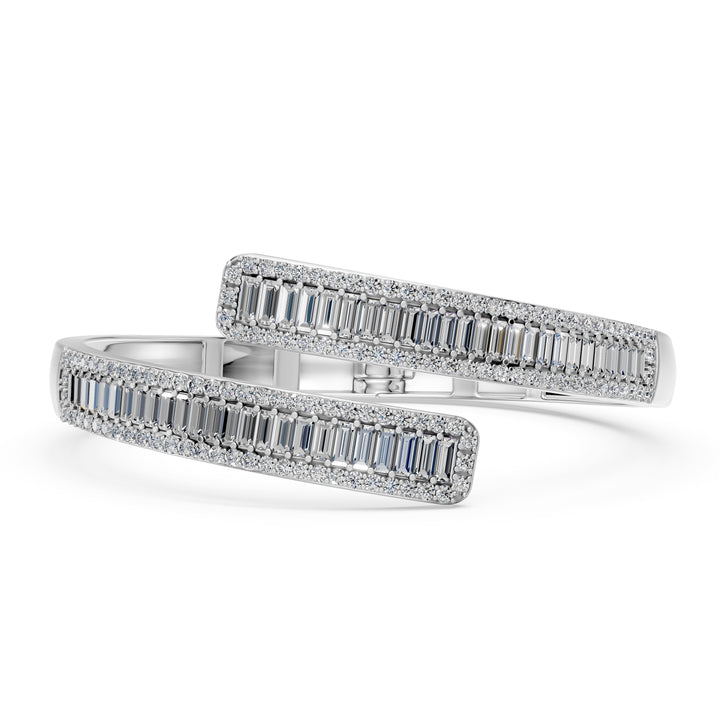 7.09 Carat Baguette Round Cut Diamond Bangle Bracelet VS1 D F White Gold 14k — product image