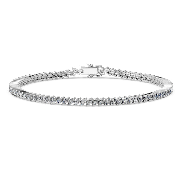 2.17 Carat Marquise Cut Diamond Tennis Bracelet VS1 D F White Gold 14k
