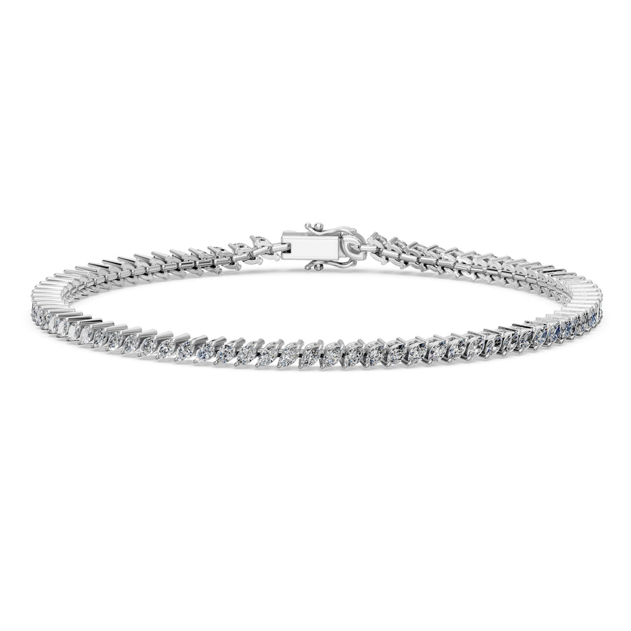 2.17 Carat Marquise Cut Diamond Tennis Bracelet VS1 D F White Gold 14k