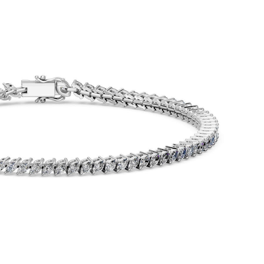 2.17 Carat Marquise Cut Diamond Tennis Bracelet VS1 D F White Gold 14k