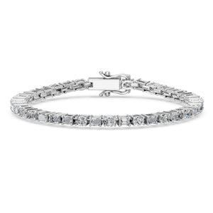 6.36 Carat Oval Emerald Cut Diamond Tennis Bracelet VS1 D F White Gold 14k