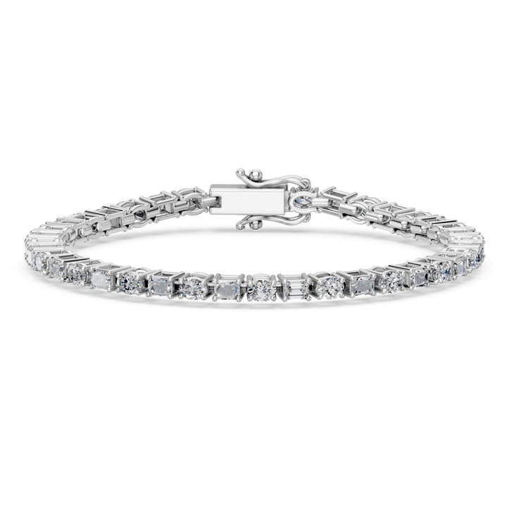 6.36 Carat Oval Emerald Cut Diamond Tennis Bracelet VS1 D F White Gold 14k — product image