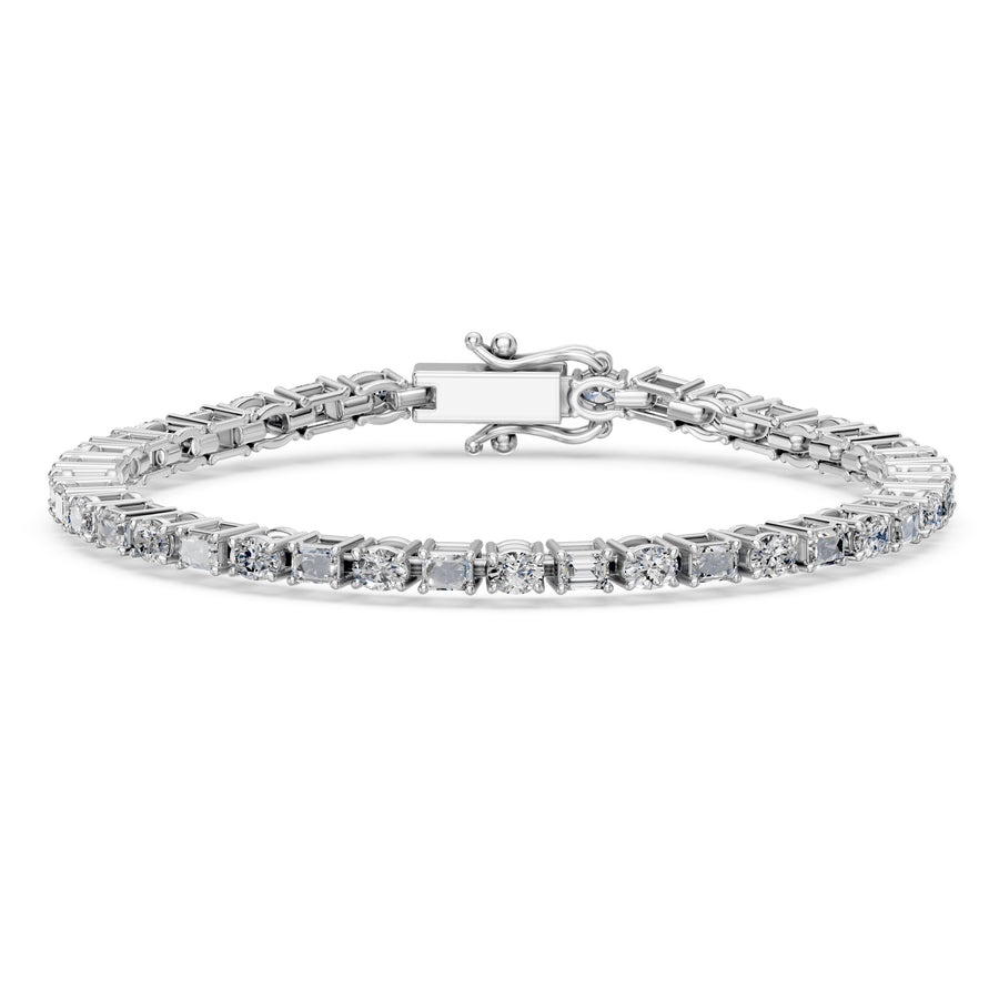 6.36 Carat Oval Emerald Cut Diamond Tennis Bracelet VS1 D F White Gold 14k