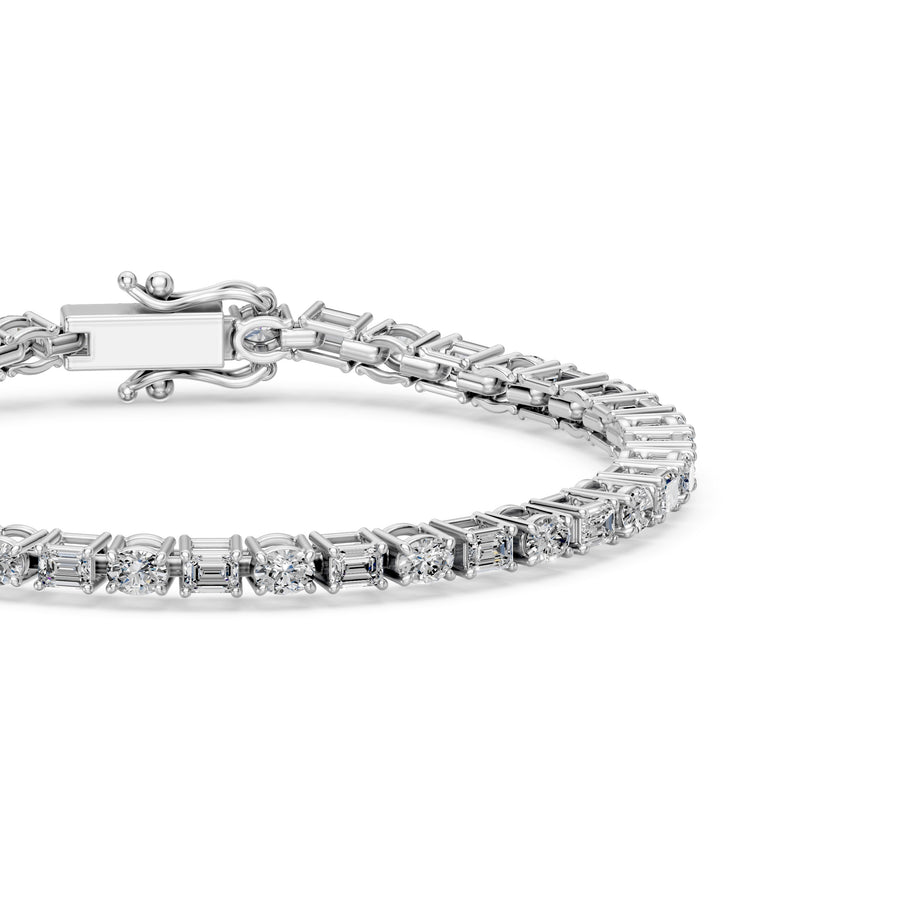 6.36 Carat Oval Emerald Cut Diamond Tennis Bracelet VS1 D F White Gold 14k