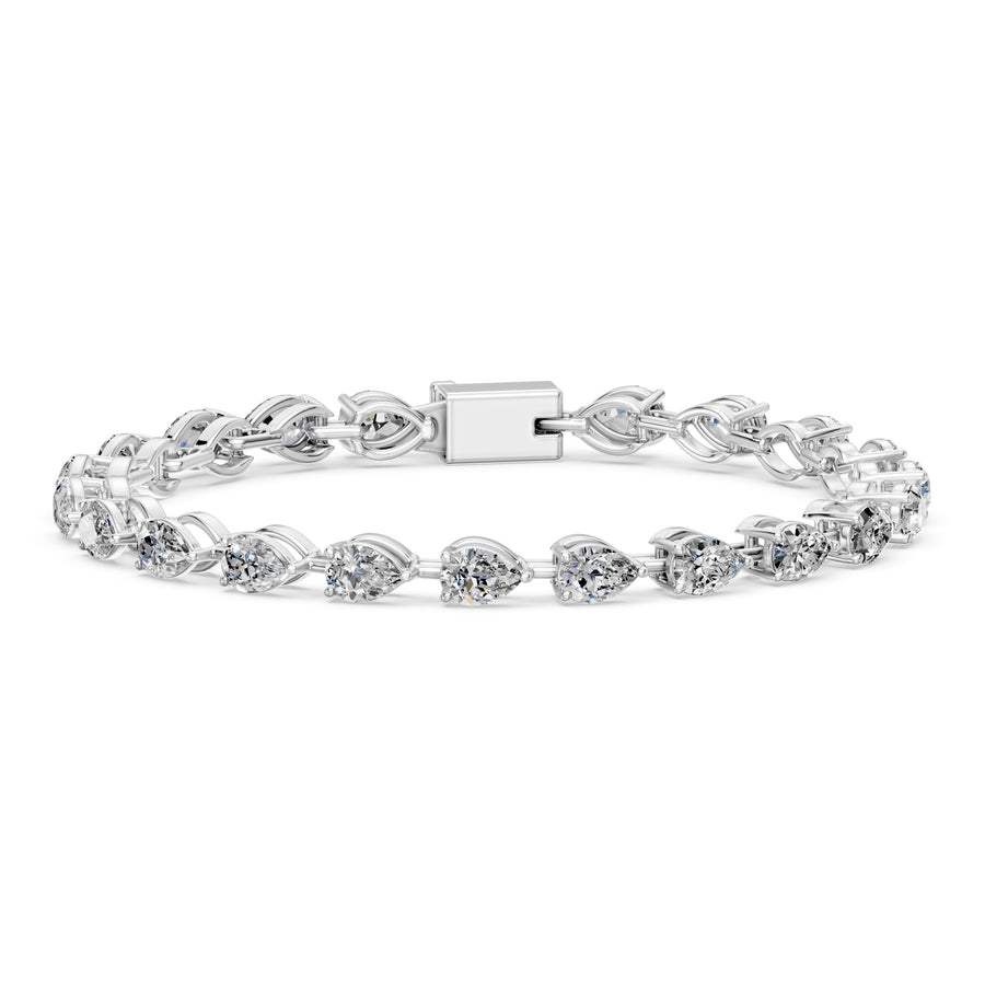 7.73 Carat Pear Cut Diamond Tennis Bracelet VS1 D F White Gold 14k