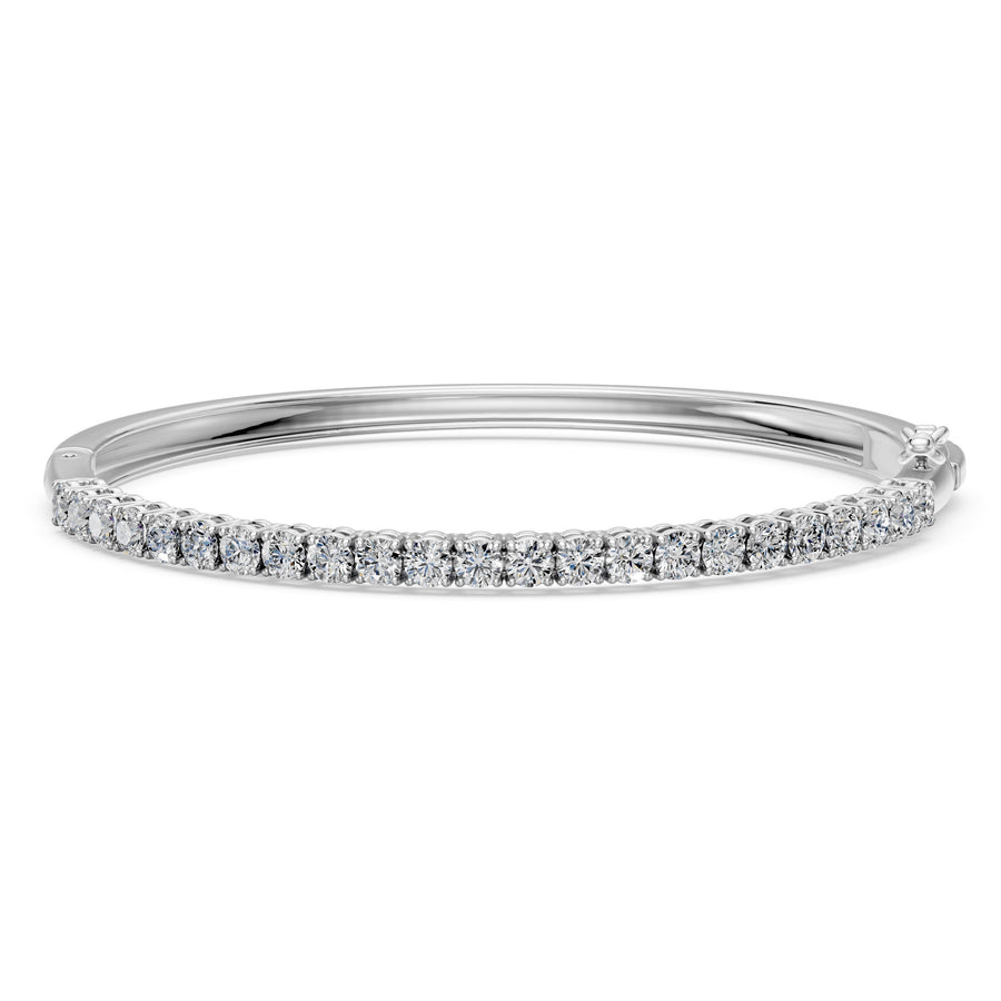 3.11 Carat Round Cut Diamond Bangle Bracelet VS1 D F White Gold 14k
