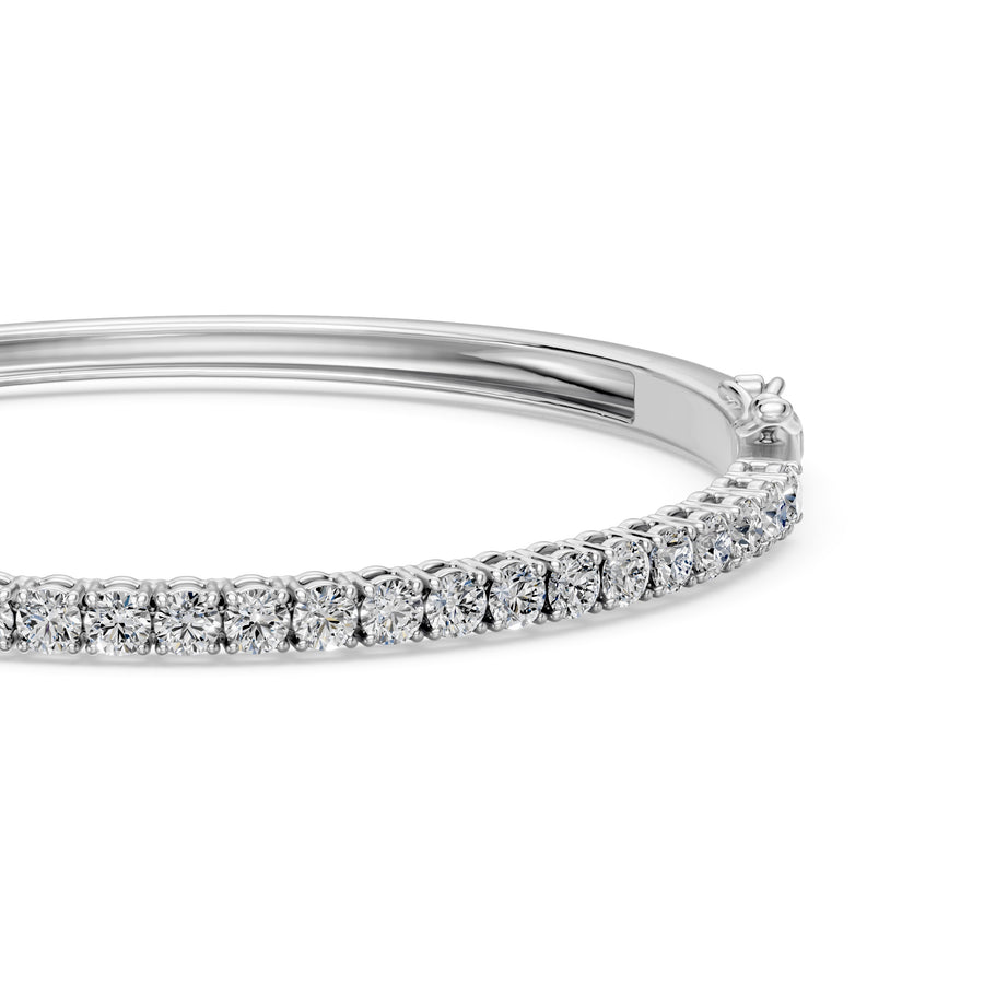 3.11 Carat Round Cut Diamond Bangle Bracelet VS1 D F White Gold 14k