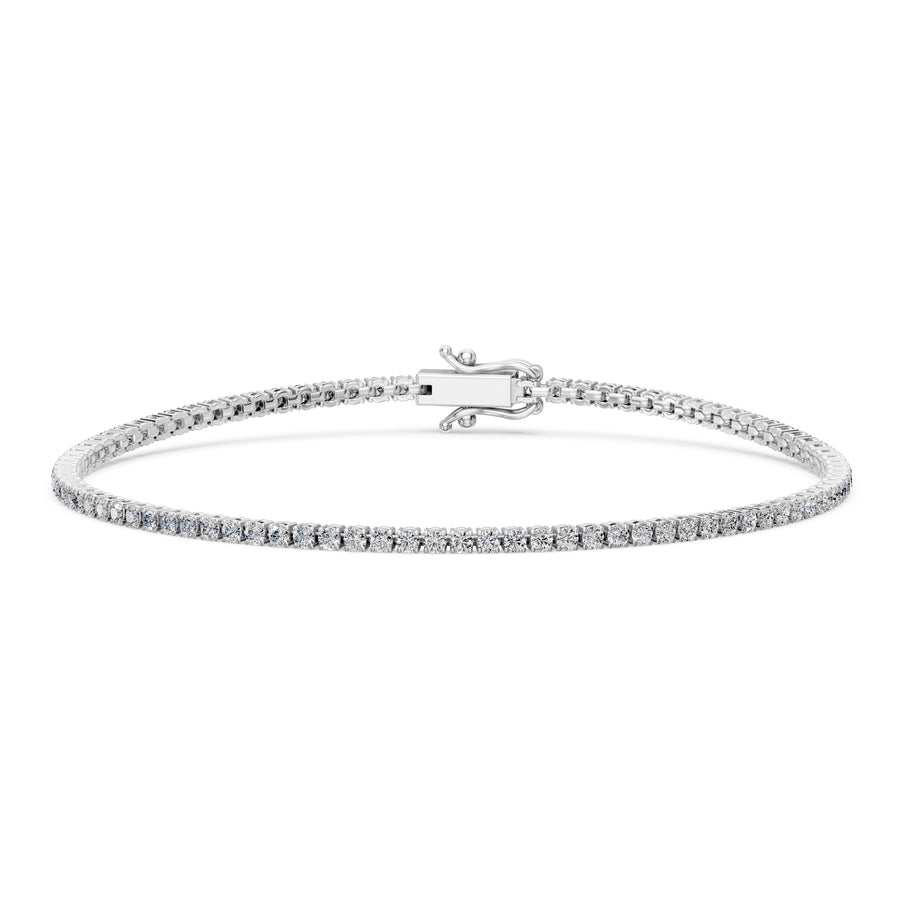1.83 Carat Round Cut Diamond Tennis Bracelet VS1 D F White Gold 14k
