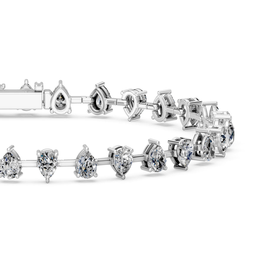 8.79 Carat Pear Cut Diamond Tennis Bracelet VS1 D F White Gold 14k