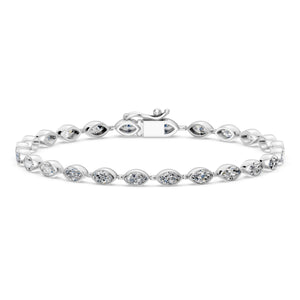 4.25 Carat Marquise Cut Diamond Tennis Bracelet VS1 D F White Gold 14k