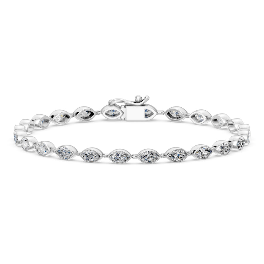 4.25 Carat Marquise Cut Diamond Tennis Bracelet VS1 D F White Gold 14k
