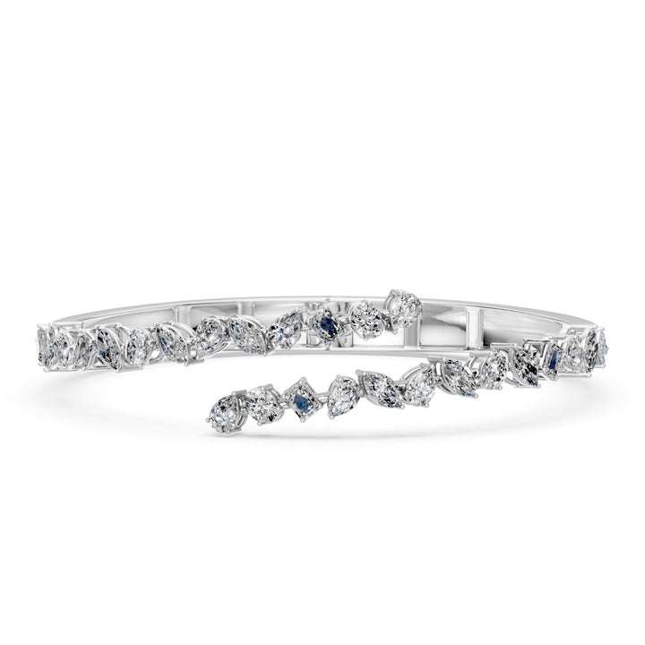 4.2 Carat Pear Oval Emerald Marquise Cut Diamond Bangle Bracelet VS1 D F White Gold 14k — product image