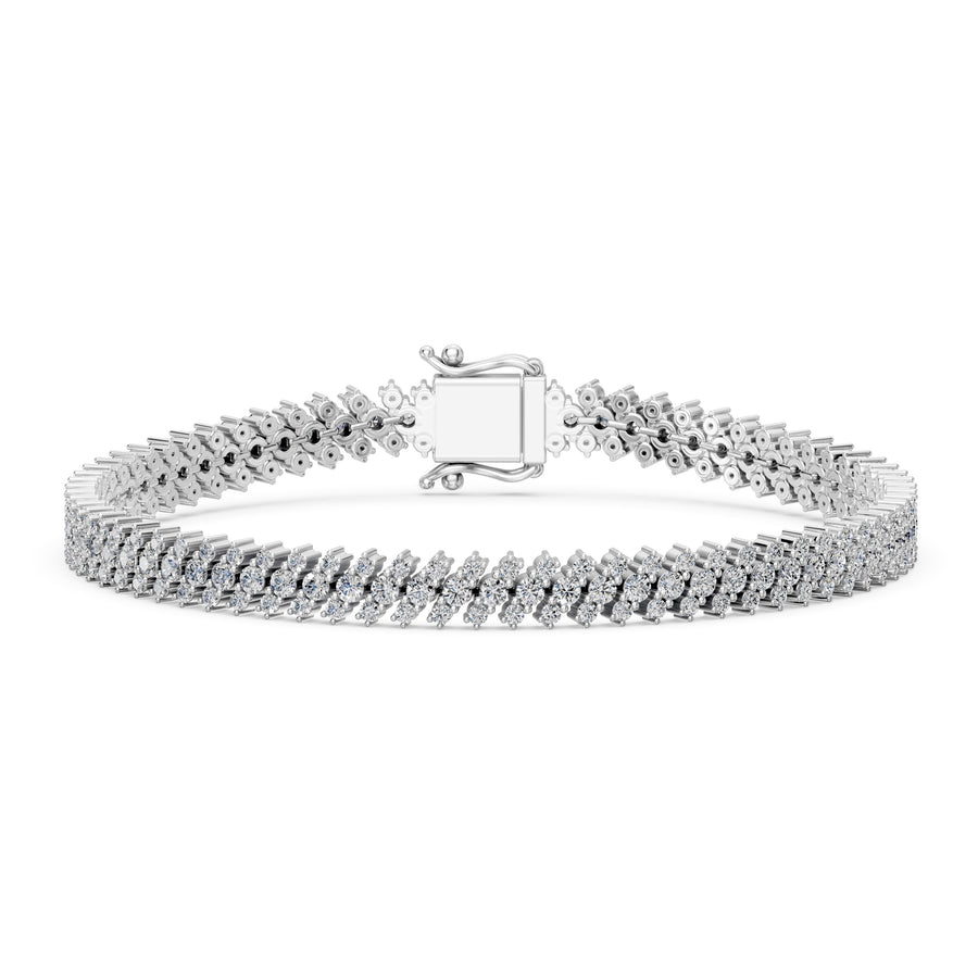 4.36 Carat Round Cut Diamond Tennis Bracelet VS1 D F White Gold 14k