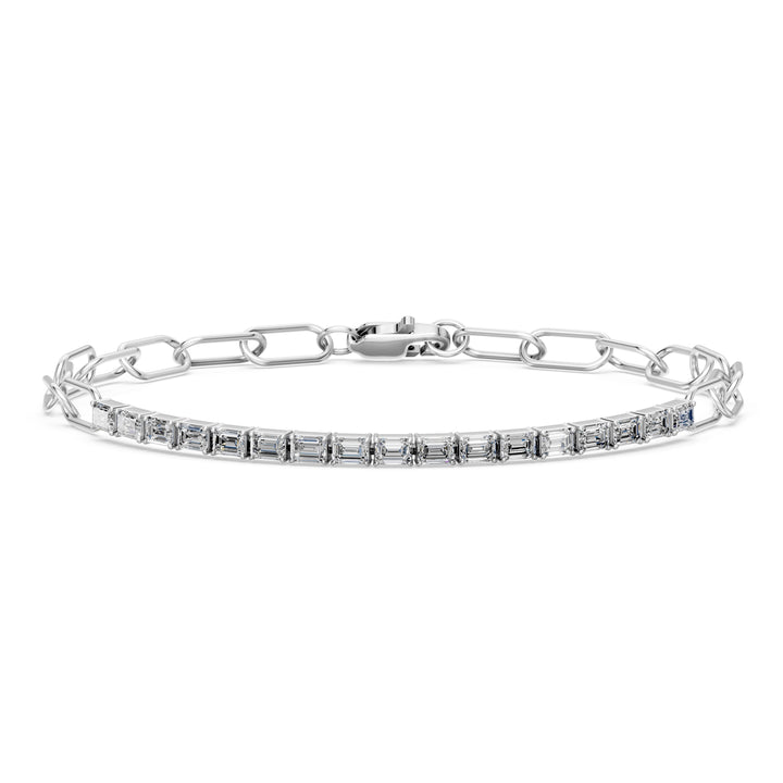 2.13 Carat Emerald Cut Diamond Chain Bracelet VS1 D F White Gold 14k — product image