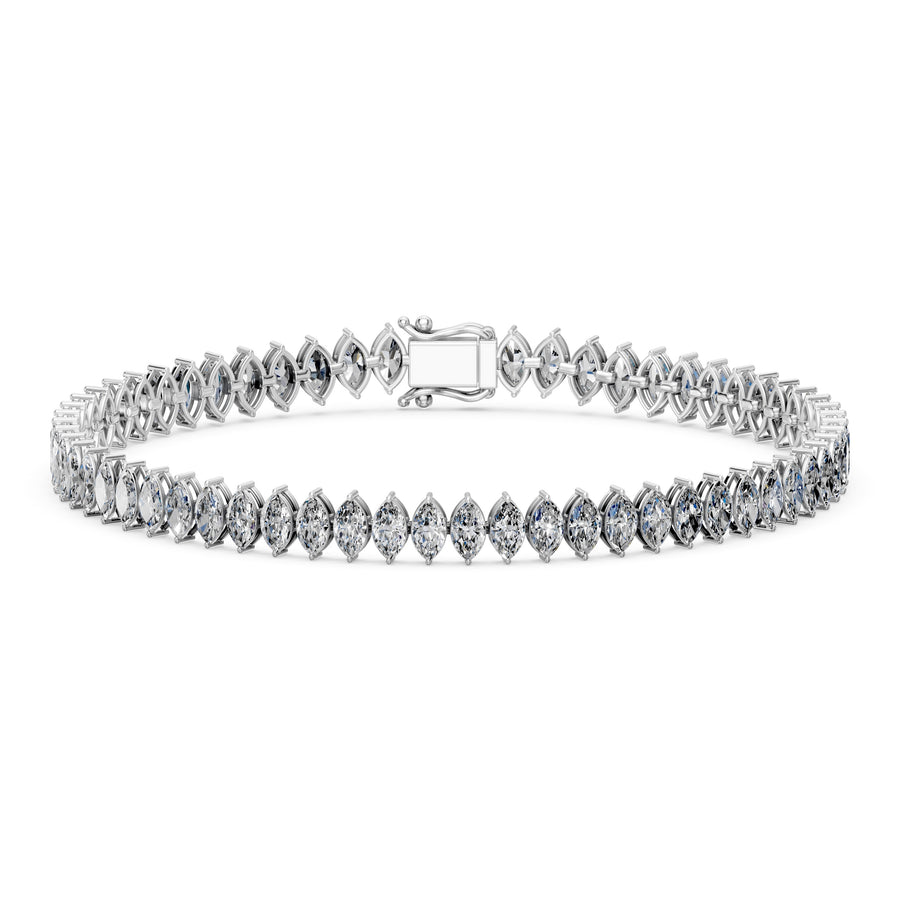 7.28 Carat Marquise Cut Diamond Tennis Bracelet VS1 D F White Gold 14k
