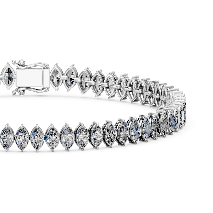 7.28 Carat Marquise Cut Diamond Tennis Bracelet VS1 D F White Gold 14k