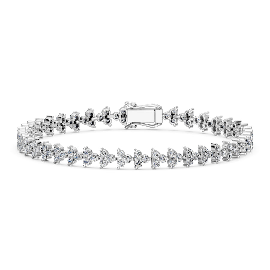 4.09 Carat Round Cut Diamond Tennis Bracelet VS1 D F White Gold 14k