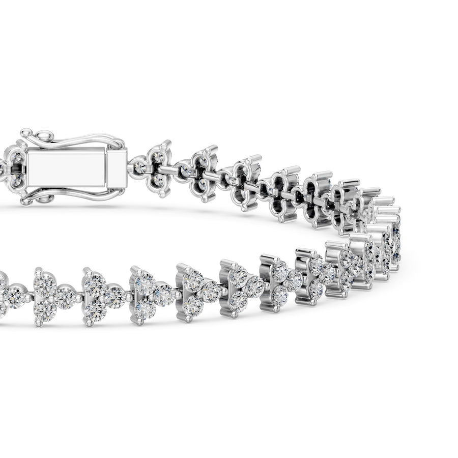4.09 Carat Round Cut Diamond Tennis Bracelet VS1 D F White Gold 14k