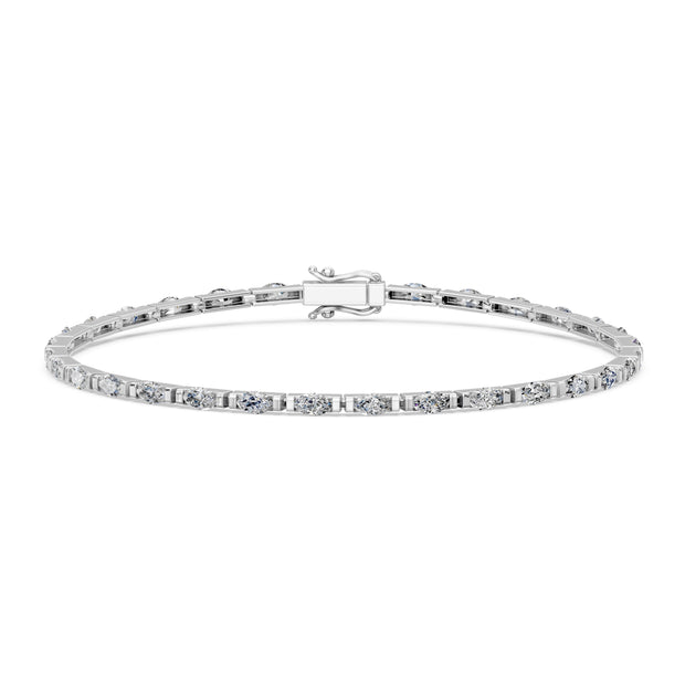 3.09 Carat Marquise Cut Diamond Tennis Bracelet VS1 D F White Gold 14k