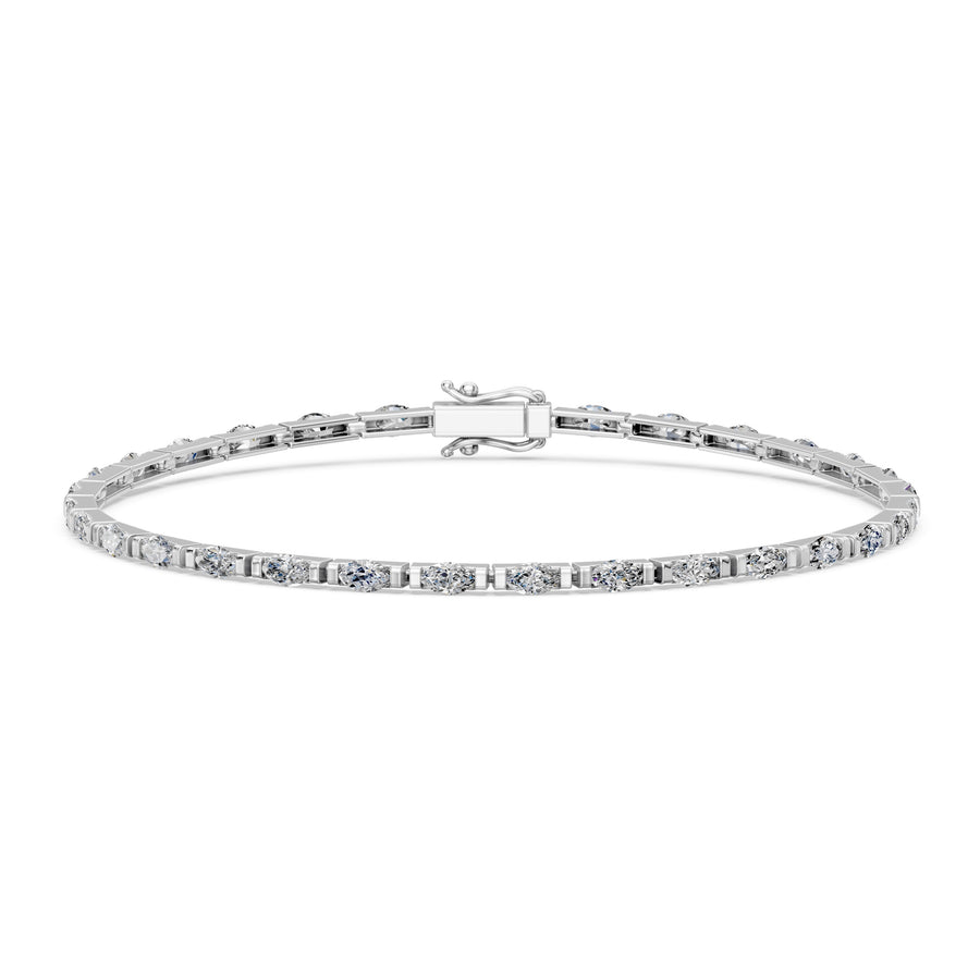 3.09 Carat Marquise Cut Diamond Tennis Bracelet VS1 D F White Gold 14k