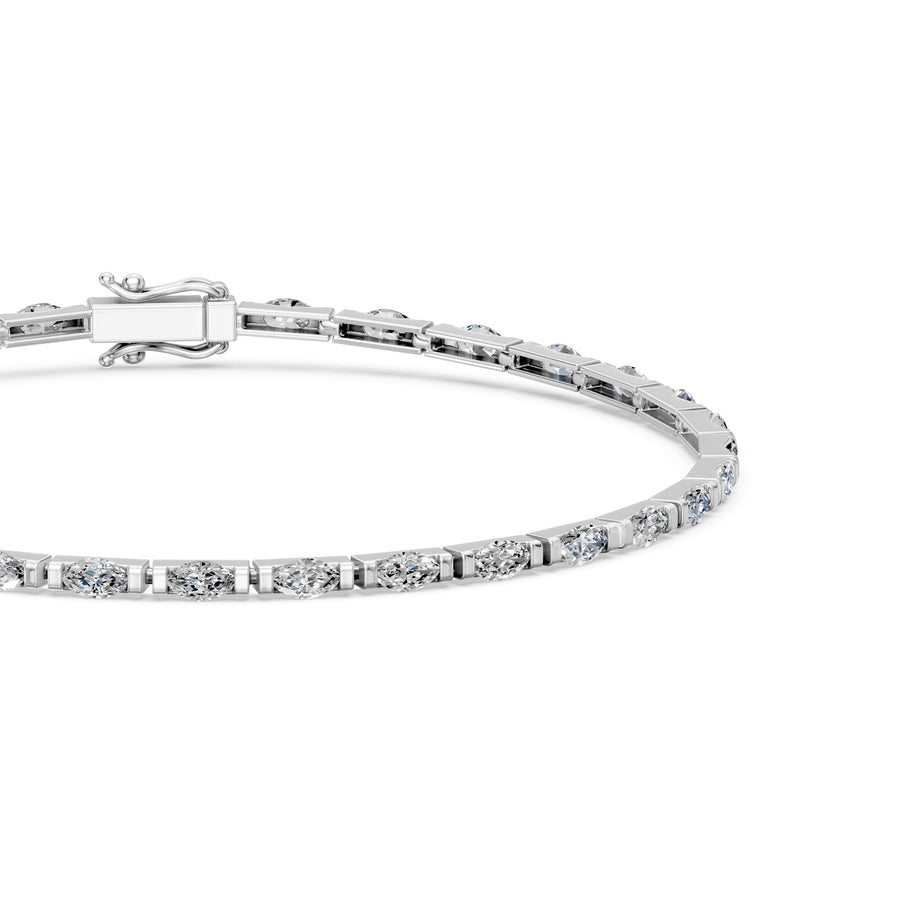 3.09 Carat Marquise Cut Diamond Tennis Bracelet VS1 D F White Gold 14k