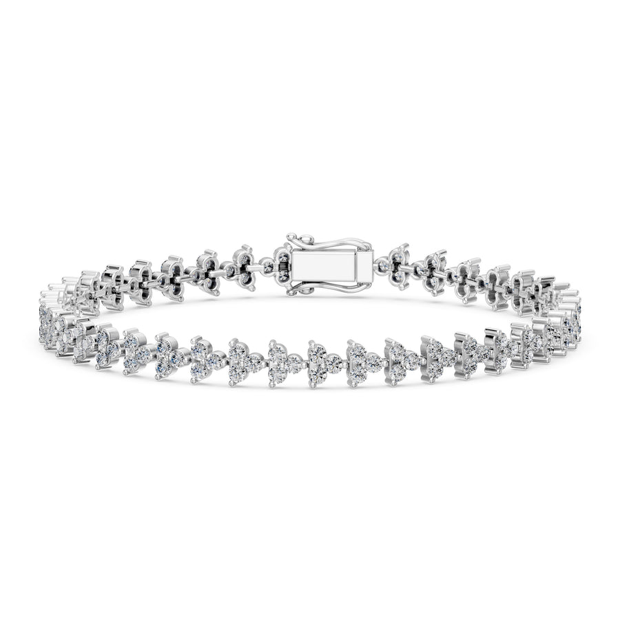 4.09 Carat Round Cut Diamond Tennis Bracelet VS1 D F White Gold 14k