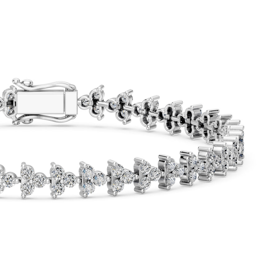 4.09 Carat Round Cut Diamond Tennis Bracelet VS1 D F White Gold 14k