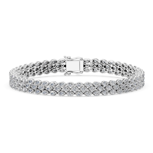 6.17 Carat Round Cut Diamond Tennis Bracelet VS1 D F White Gold 14k