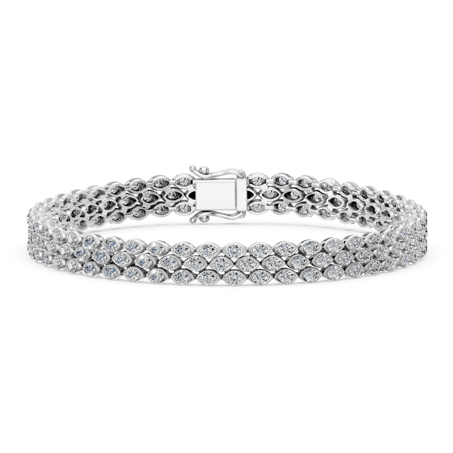 6.17 Carat Round Cut Diamond Tennis Bracelet VS1 D F White Gold 14k