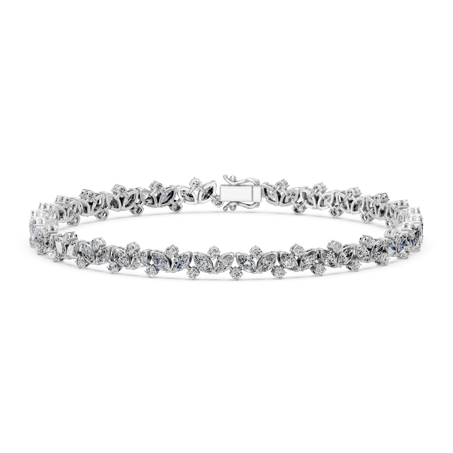 4.45 Carat Marquise Cut Diamond Tennis Bracelet VS1 D F White Gold 14k