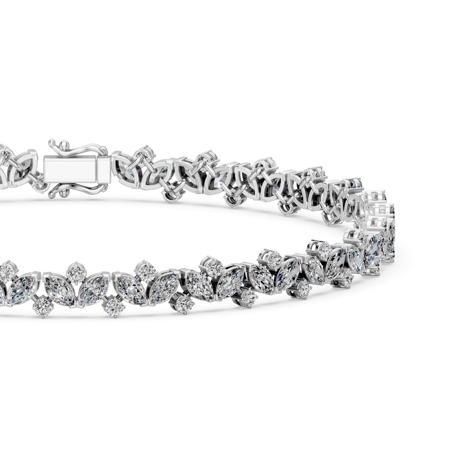4.45 Carat Marquise Cut Diamond Tennis Bracelet VS1 D F White Gold 14k