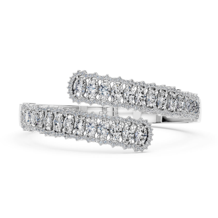 9.72 Carat Oval Round Cut Diamond Bangle Bracelet VS1 D F White Gold 14k
