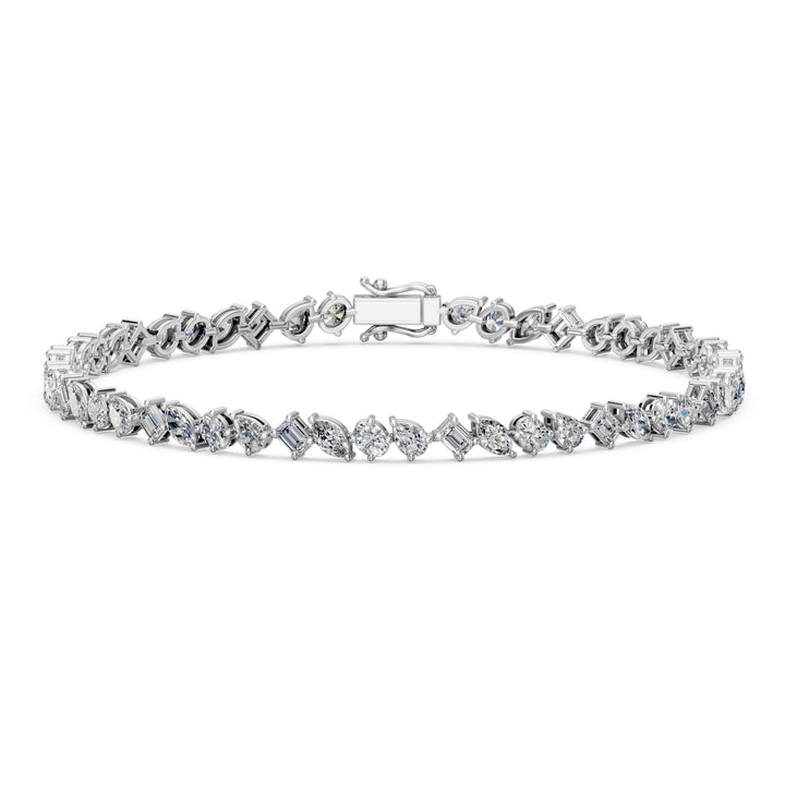 4.9 Carat Oval Marquise Emerald Pear Cut Diamond Tennis Bracelet VS1 D F White Gold 14k — product image