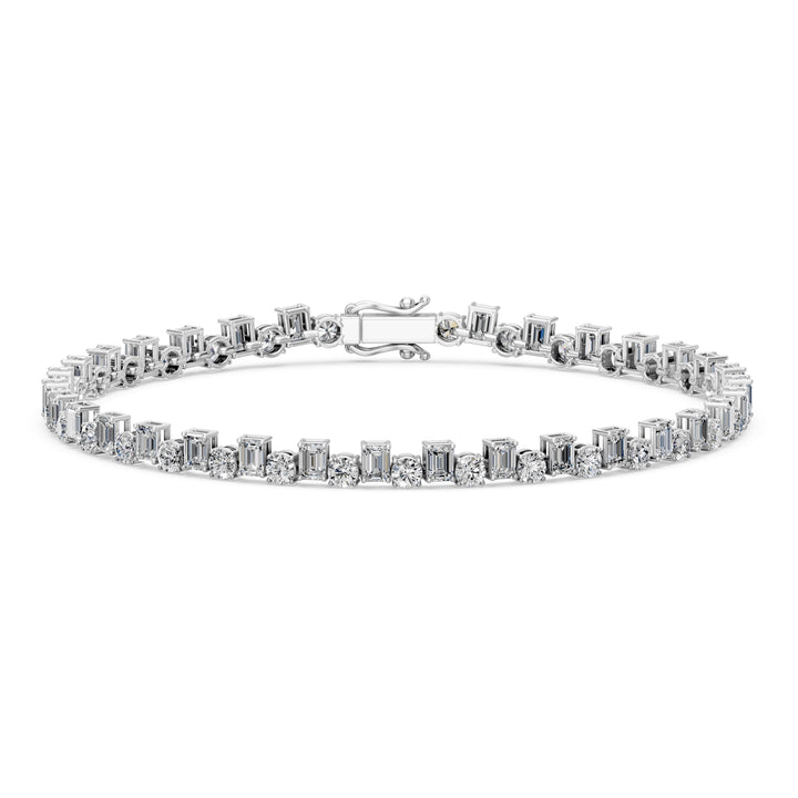 6.41 Carat Emerald Cut Diamond Tennis Bracelet VS1 D F White Gold 14k — product image