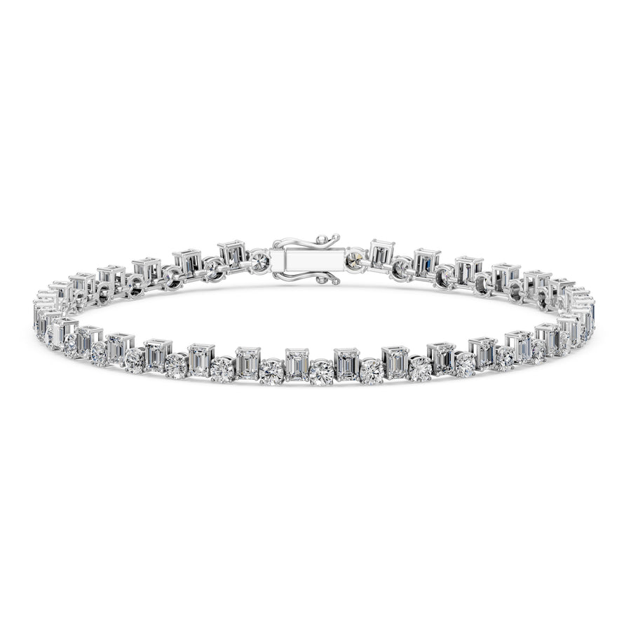 6.41 Carat Emerald Cut Diamond Tennis Bracelet VS1 D F White Gold 14k