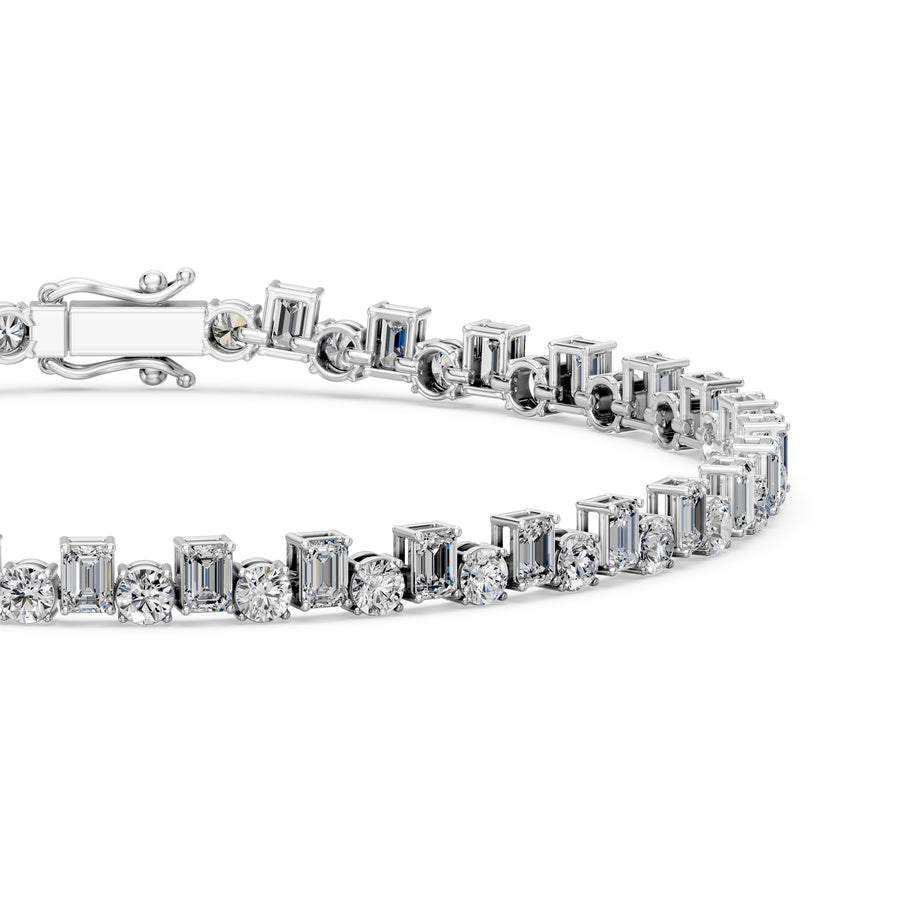 6.41 Carat Emerald Cut Diamond Tennis Bracelet VS1 D F White Gold 14k