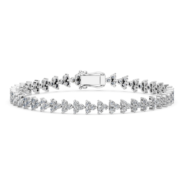 4.09 Carat Round Cut Diamond Tennis Bracelet VS1 D F White Gold 14k
