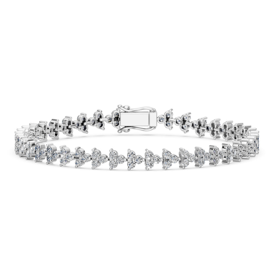 4.09 Carat Round Cut Diamond Tennis Bracelet VS1 D F White Gold 14k
