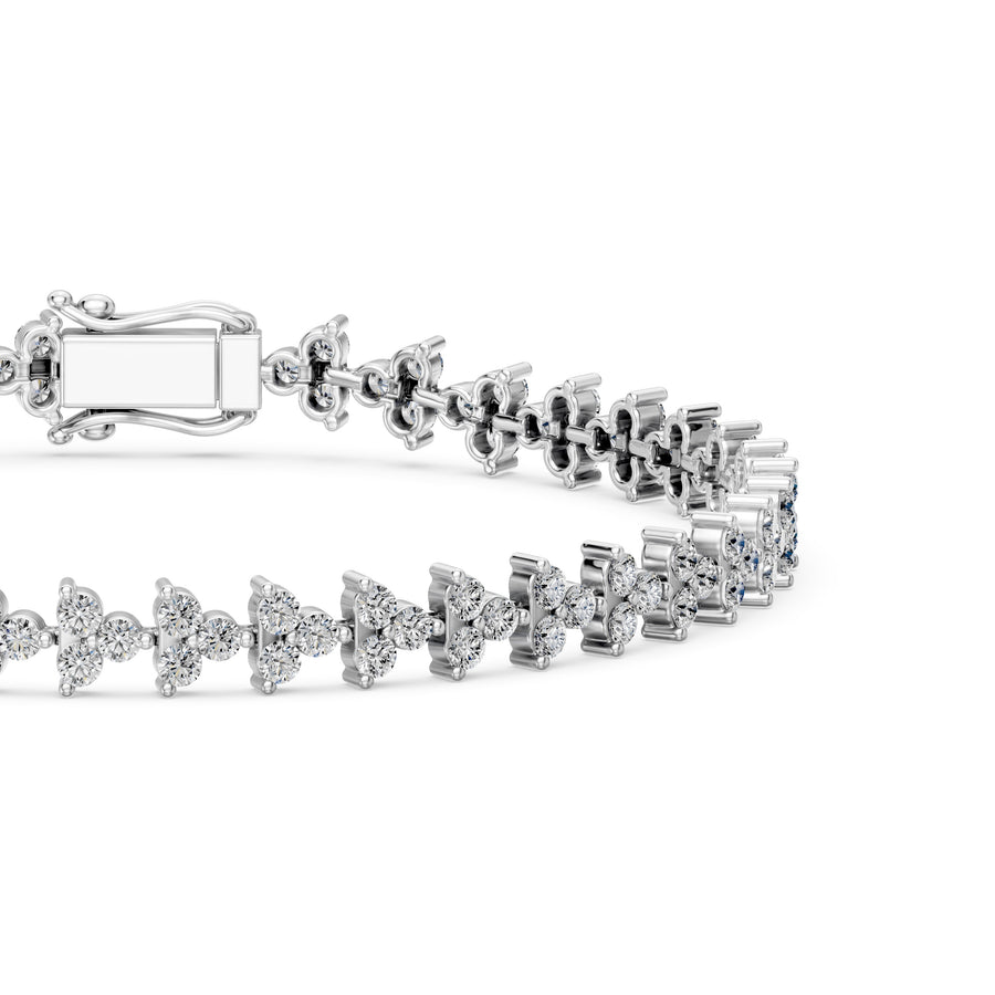 4.09 Carat Round Cut Diamond Tennis Bracelet VS1 D F White Gold 14k