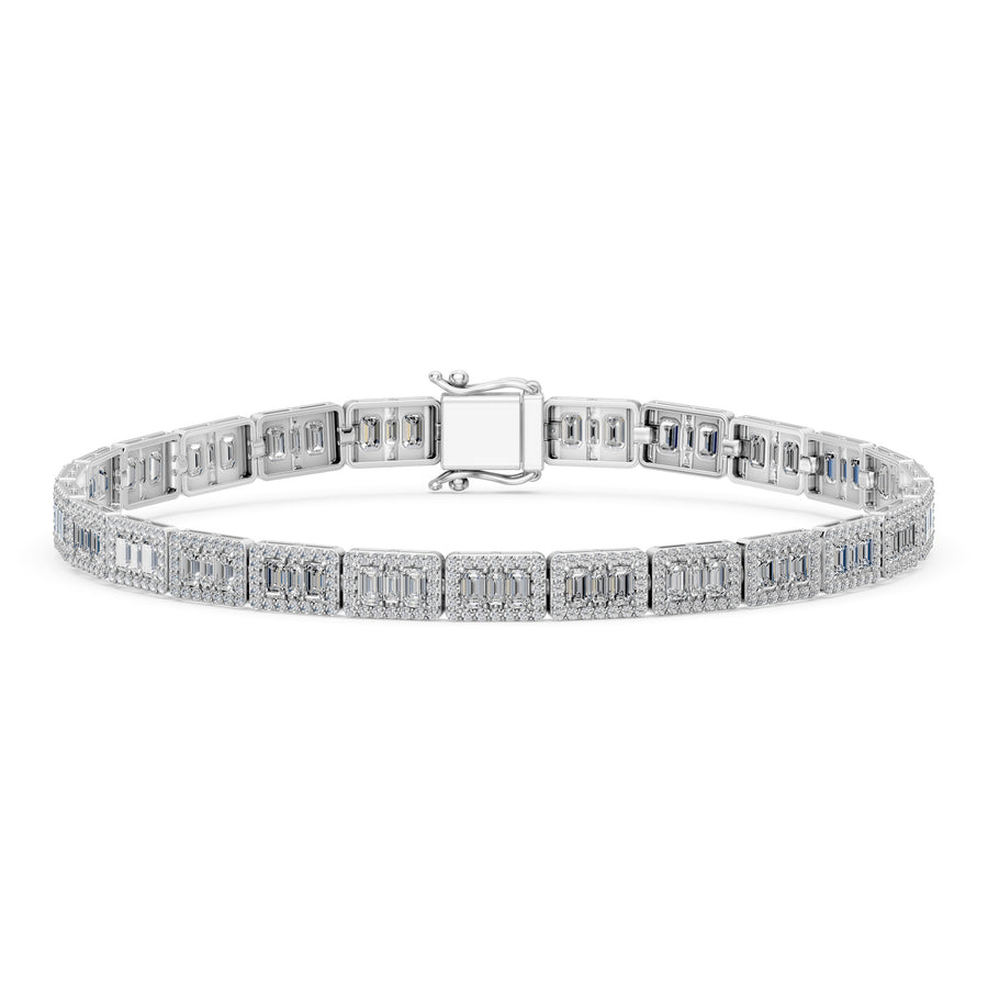 4.74 Carat Emerald Cut Diamond Tennis Bracelet VS1 D F White Gold 14k