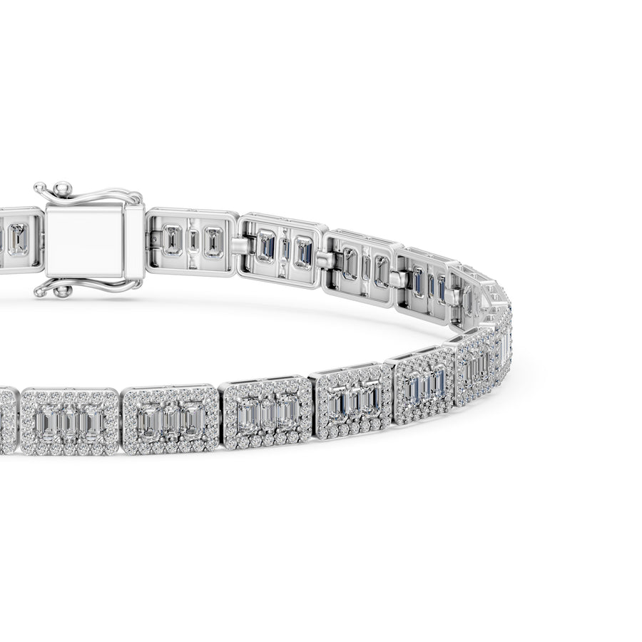 4.74 Carat Emerald Cut Diamond Tennis Bracelet VS1 D F White Gold 14k