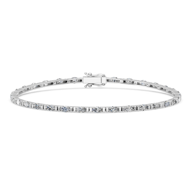 3.09 Carat Marquise Cut Diamond Tennis Bracelet VS1 D F White Gold 14k