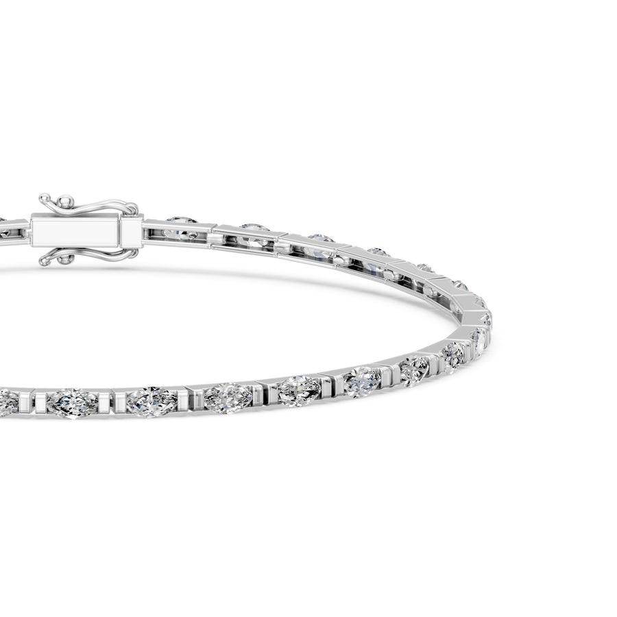 3.09 Carat Marquise Cut Diamond Tennis Bracelet VS1 D F White Gold 14k