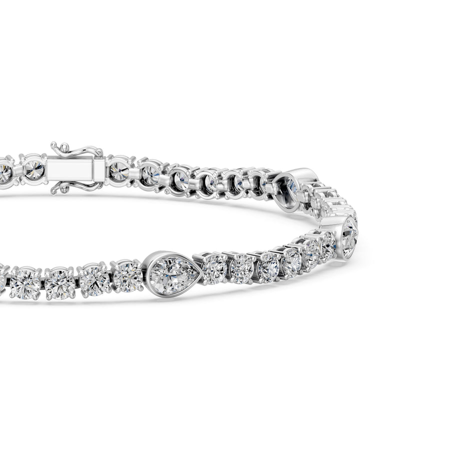 9.08 Carat Pear Cut Diamond Tennis Bracelet VS1 D F White Gold 14k